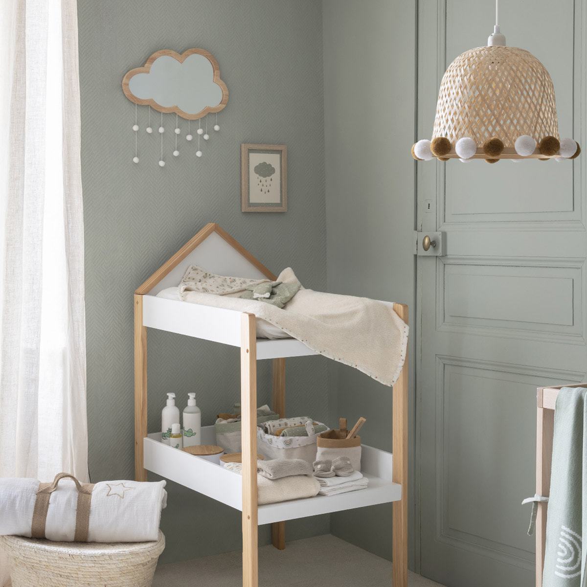 Table à langer bébé - bois - blanc