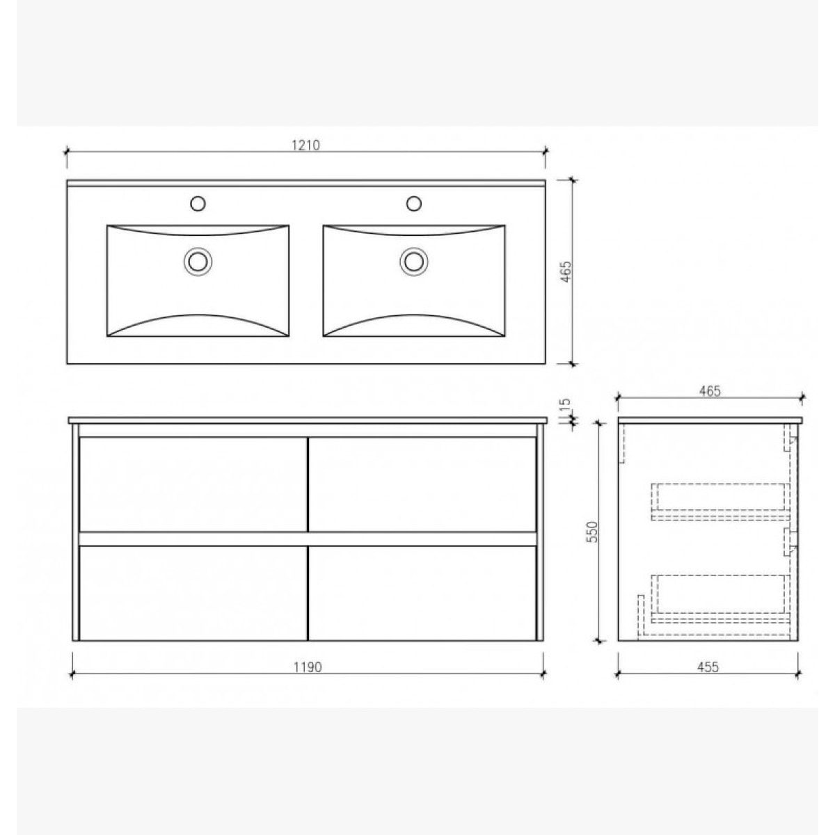 Ensemble meuble de salle de bain 120 cm blanc laqué Aquadoli