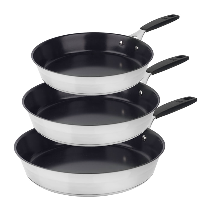 Juego de sartenes de Ø20Ø24Ø28cm en acero inoxidable MasterPRO