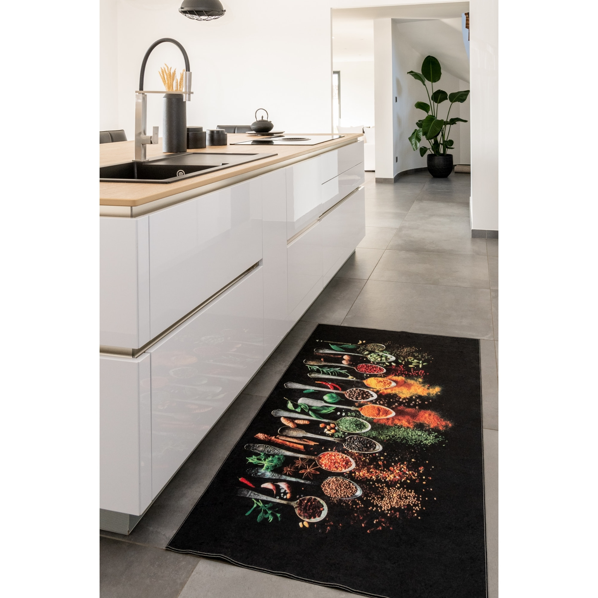 Stampa - tapis de cuisine lavable à motif, noir