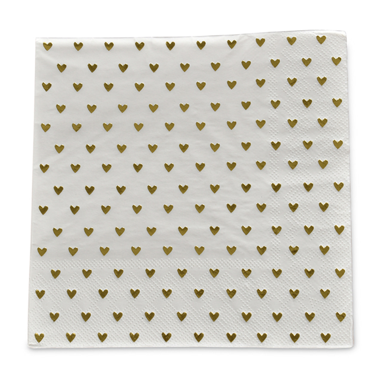 Lot de 20 serviettes en papier coeurs - Doré