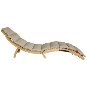 Bain de soleil pliant en acacia KOMODO - coussin sable