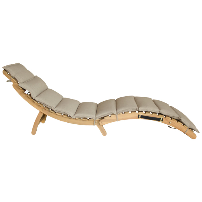Bain de soleil pliant en acacia KOMODO - coussin sable