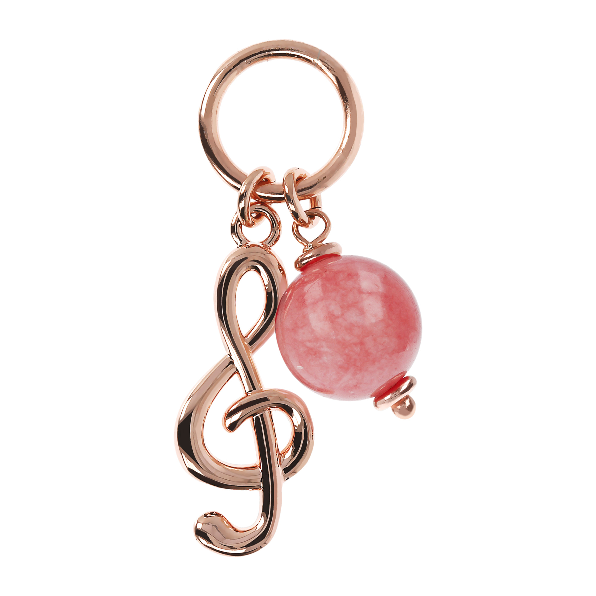 Pendente Chiave di Violino con Sfera in Giada Rosa