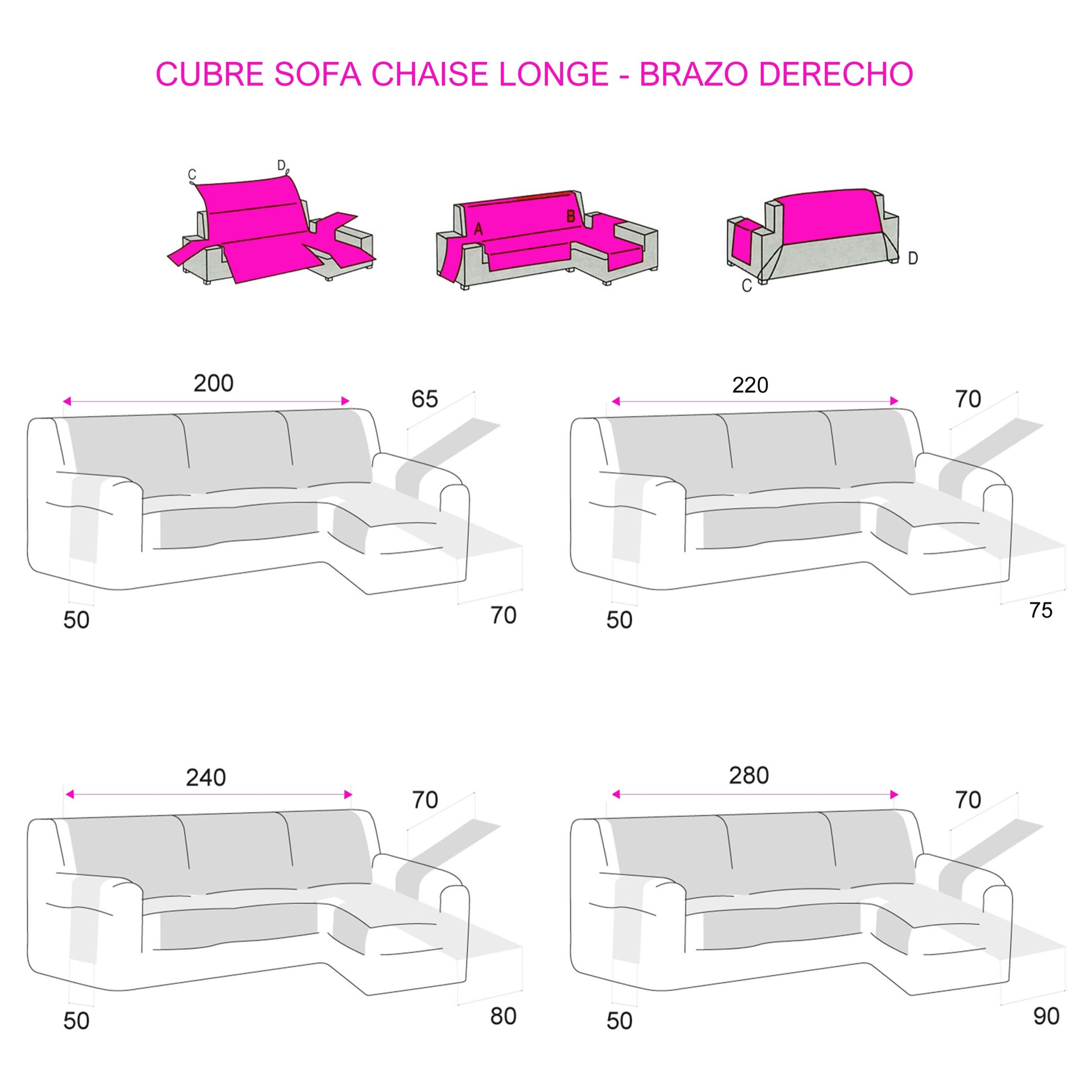 Cubre Sofá Acolchado para Chaise Longue MAU Gris brazo derecho Nordic-Home