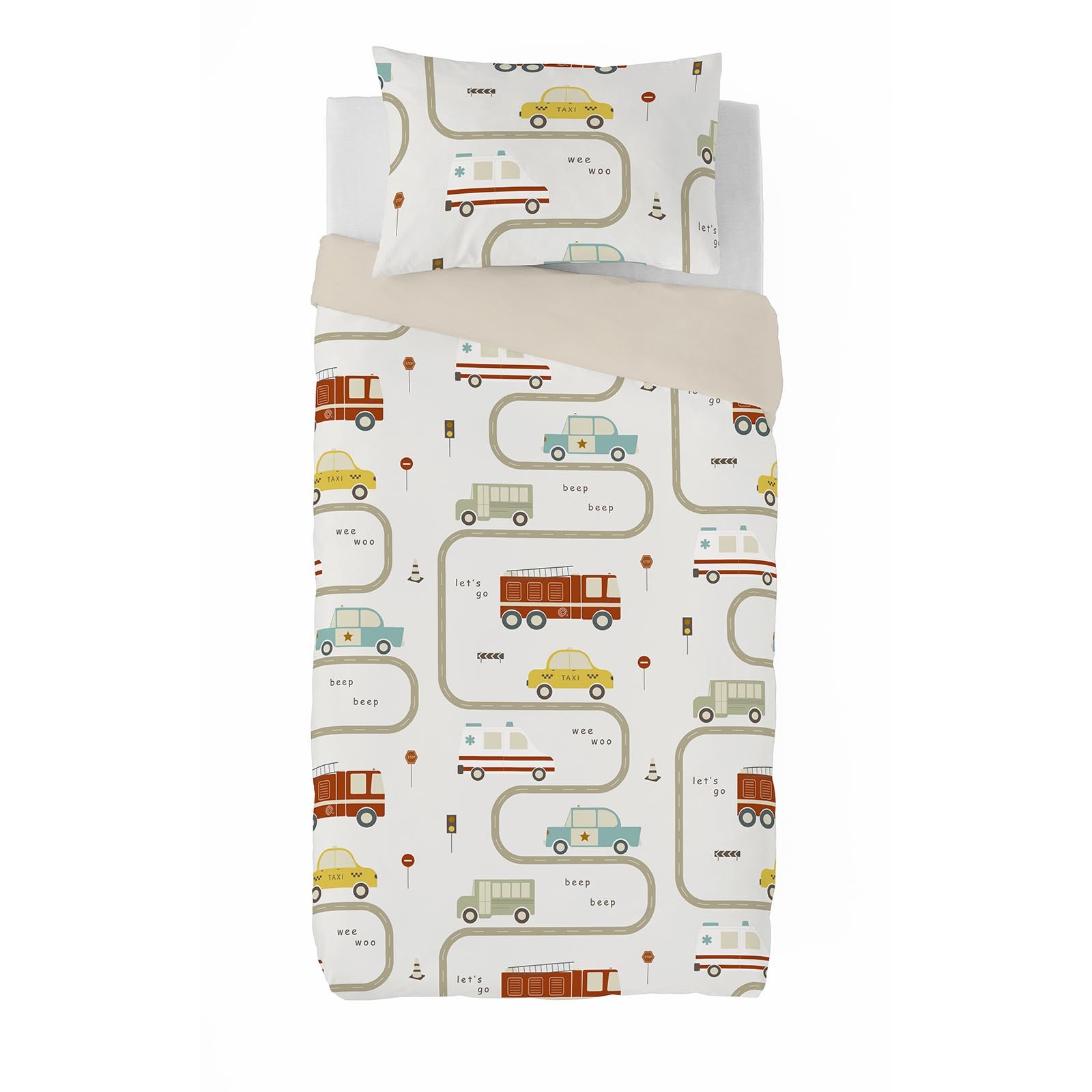 Cool Kids - Funda Nórdica Estampada - Infantil - Cierre Solapa - 100% Algodón - Incluye 1 Funda de Almohada - Grem