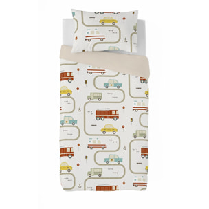 Cool Kids - Funda Nórdica Estampada - Infantil - Cierre Solapa - 100% Algodón - Incluye 1 Funda de Almohada - Grem