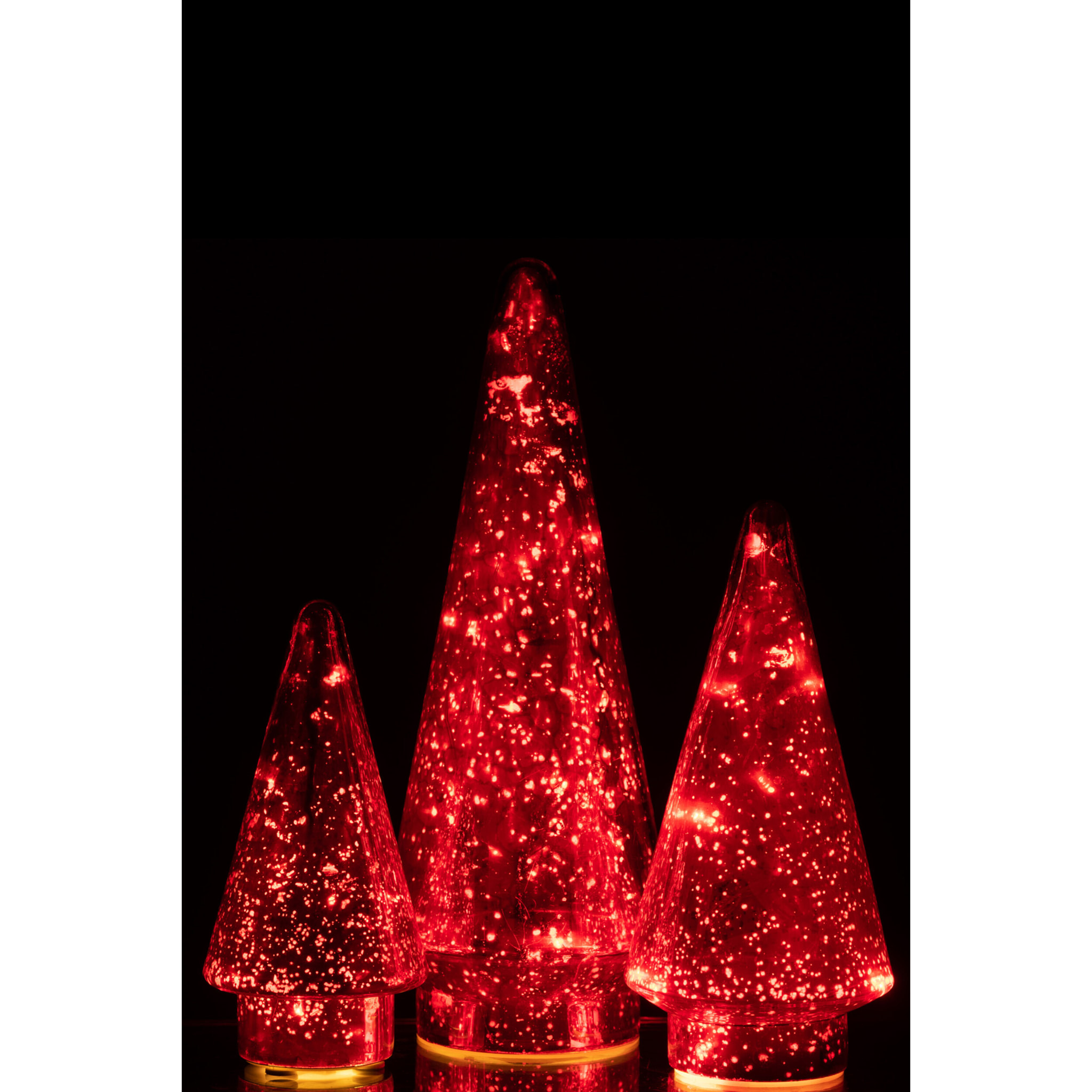 J-Line décoration Sapin De Noël - verre - rouge - large - LED