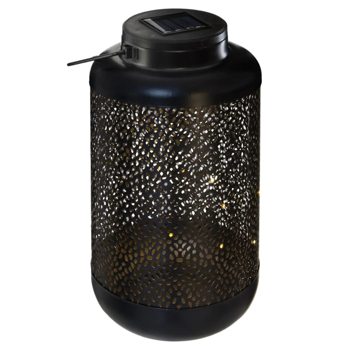 Lanterne solaire métal noir H26cm