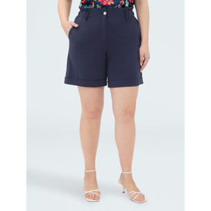 Fiorella Rubino - Pantalones Bermuda en Punto Milano - Azul