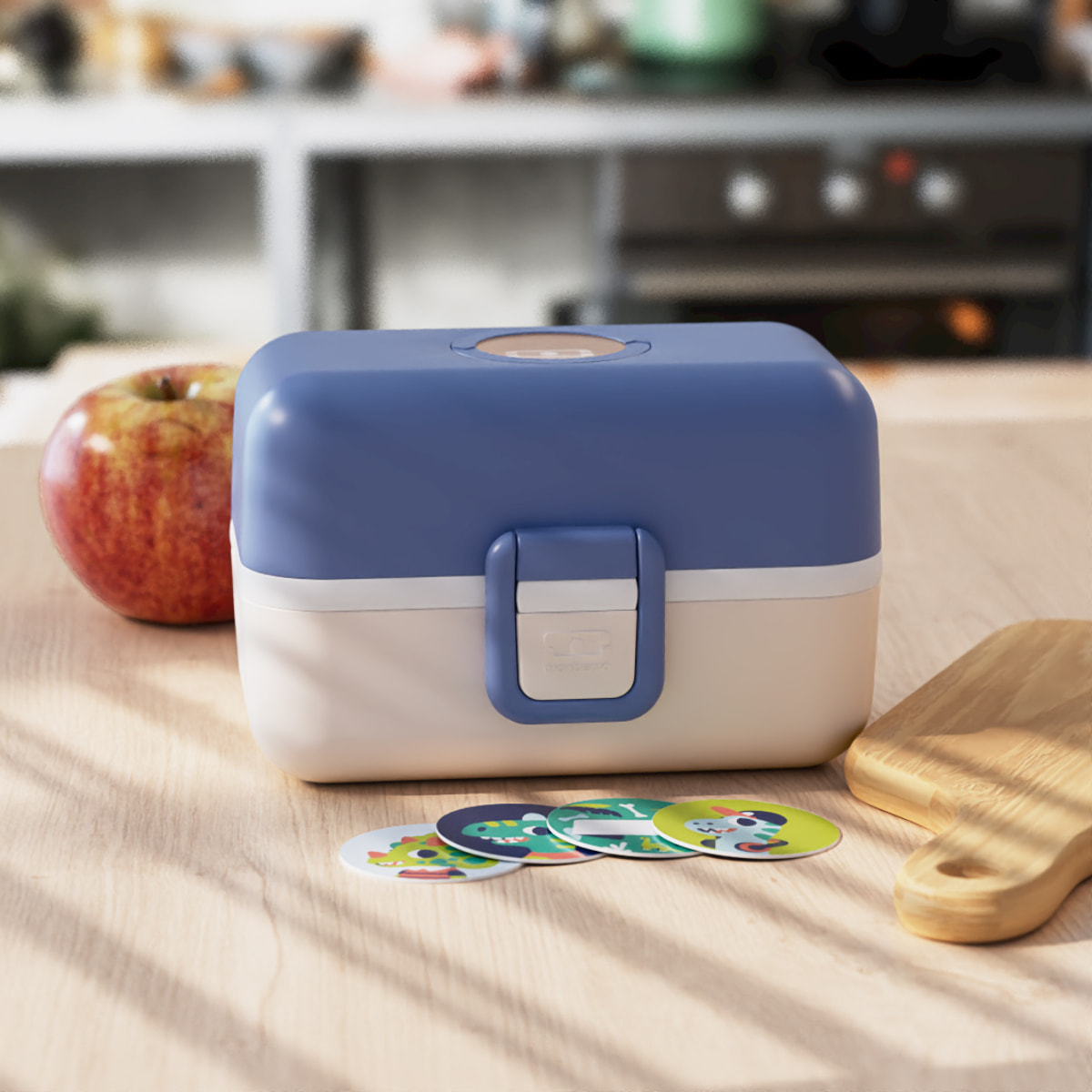 Lunch box à compartiments pour enfant Tresor 800ml Bleu/Crème