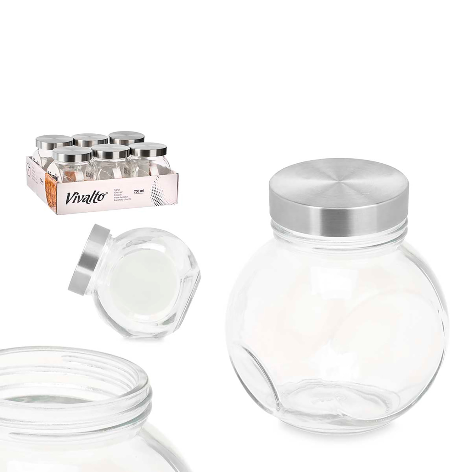 DAM PACK 6 VASI BISCOTTI INCLINATI 700ML 11,5x8x12 Cm. Colore trasparente