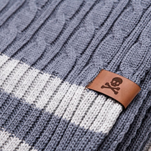 Manta de punto 140x190cm 100% acrílico 200gsm azul con rallas grises scalpers home