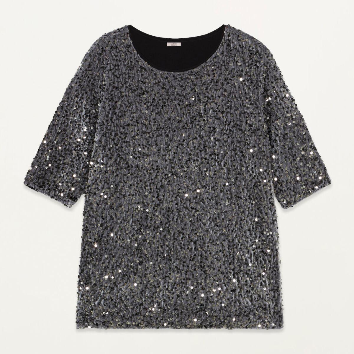 Oltre - Blusa in velluto e paillettes - Grigio