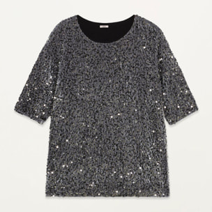 Oltre - Blusa in velluto e paillettes - Grigio