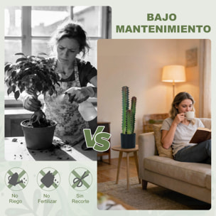 Cactus Artificial 66 cm, Planta Artificial Decorativa con Maceta y 3 Hojas, para Decoración del Interior, Hogar, Oficina, Salón, Verde