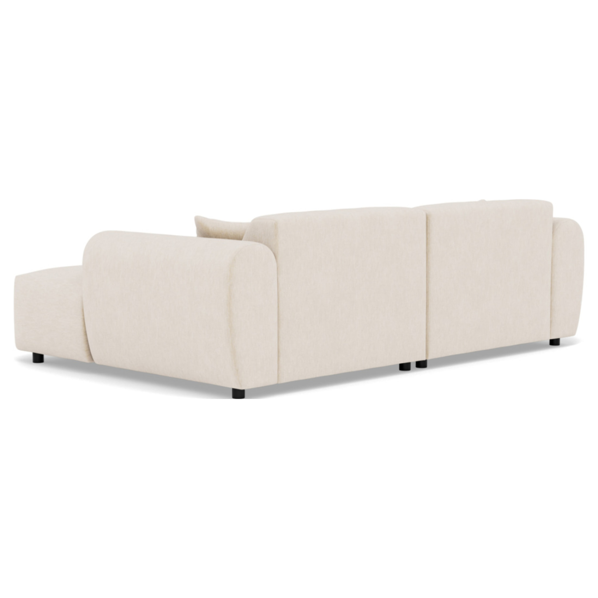 Aumance - canapé droit 4 places avec double méridienne assise profonde en velours texturé - Beige