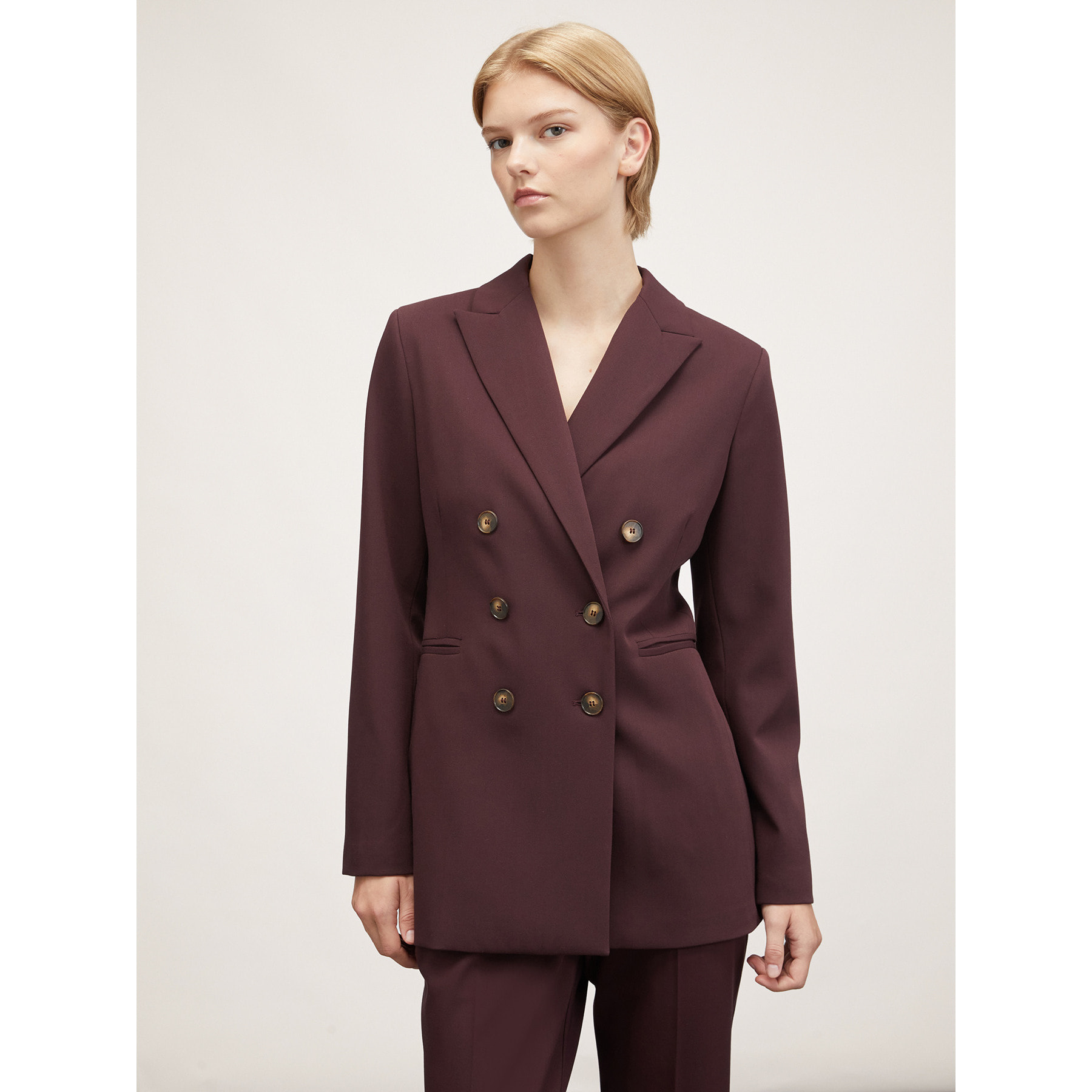 Motivi - Chaqueta larga de doble botonadura - Burgundy