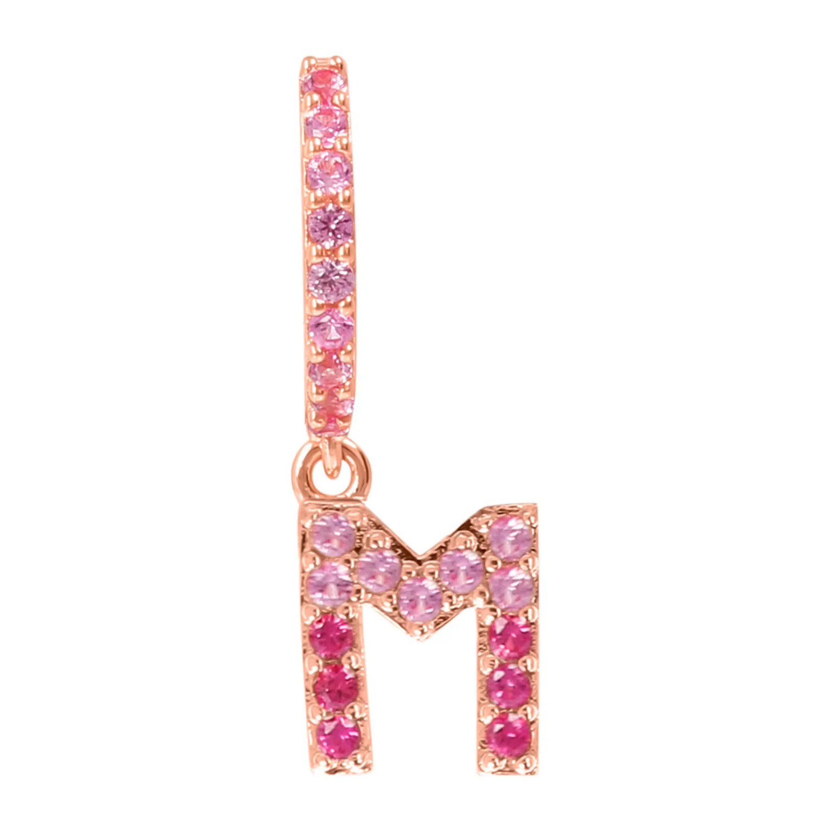 Orecchino Pendente con Lettera M in Pavé di Cubic Zirconia Blu
