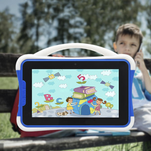 Tablet per bambini K701 3G WiFi. Sistema operativo Android 5.1. Schermo 7'' 1024x600px. MTK8321 Quad Core da 1,3 GHz, 1 GB di RAM + 16 GB. Doppia fotocamera.