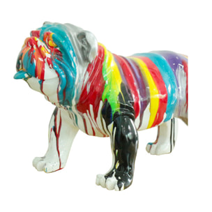 Statuette chien bulldog en résine peintures multicolores H38cm - BULL 01