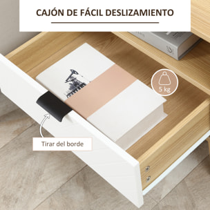 Mesita de Noche Mesa Auxiliar con 1 Cajón y 1 Estante Abierto para Dormitorio Salón Oficina Estilo Moderno 50x39,5x49,5 cm Madera Natural