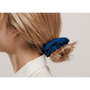 Scrunchies Elastico Capelli 100% Seta Tinta Unita Blu