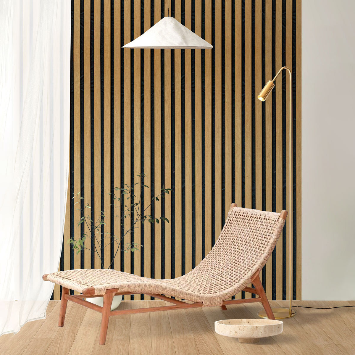 Rouleau revêtement adhésif vinyle au mètre - Sticker mural panneau de bois - NOIR MODERNE