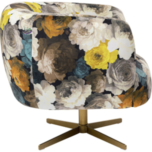 Fauteuil pivotant Pivoines jaunes Kare Design