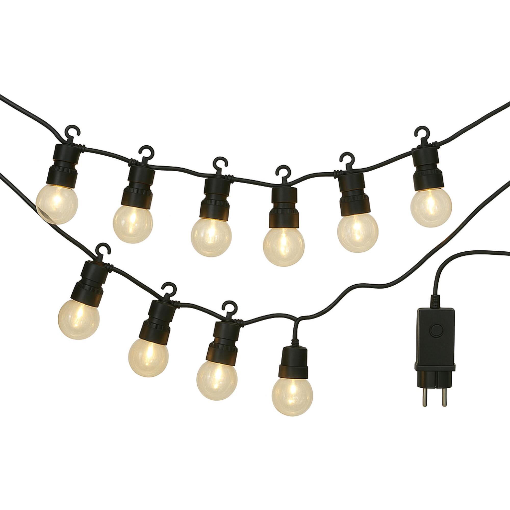 Guirnalda de luces led blancas cálidas para decoración interior, 10 bolas g50 con temporizador y transformador