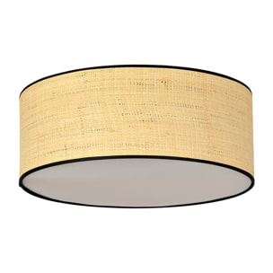 Lampada a sospensione ASTON in acciaio e rattan naturale
