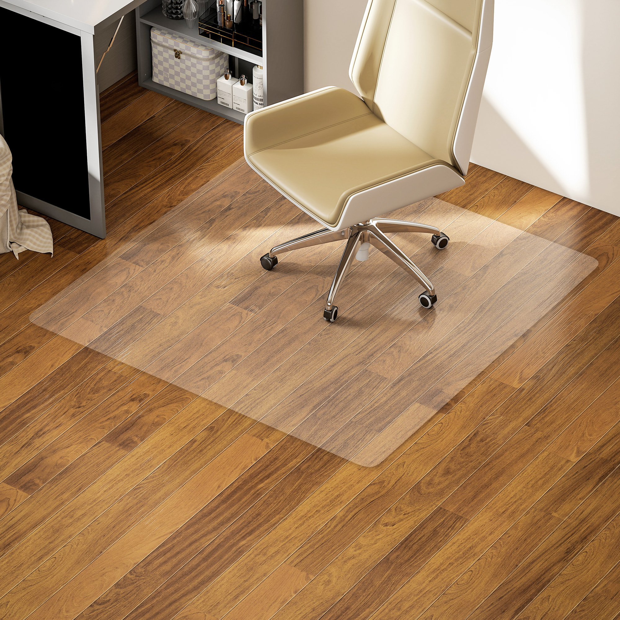 Alfombrilla Protectora para Suelos 120x120 cm Alfombra para Silla de Escritorio para Oficinas para el Hogar Resistente y Fácil de Limpiar Transparente