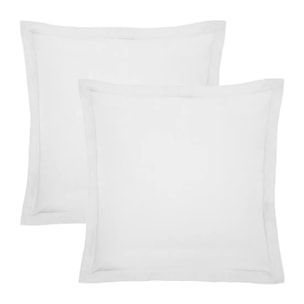 Lot de 2 taies percale de coton uni blanc Olana blanc