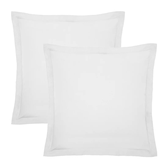 Lot de 2 taies percale de coton uni blanc Olana blanc