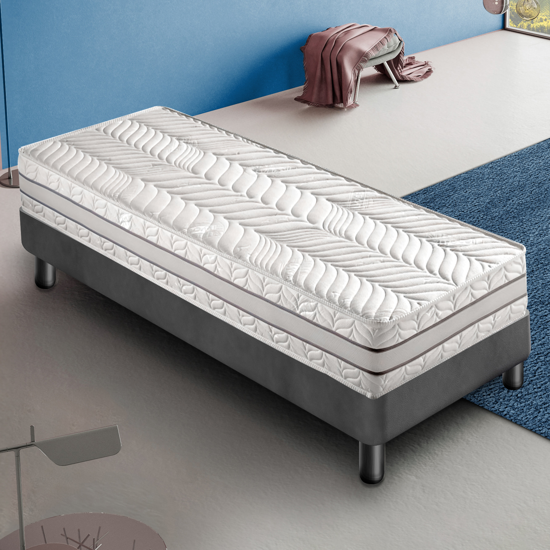 Materasso 80x200 in Memory Foam - 3 Strati - Altezza 26 cm - 7 Zone - 9 cm Memory Multionda - Rivestimento Sfoderabile