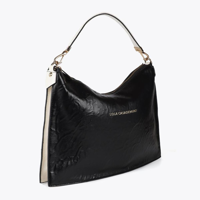 Borsa a tracolla effetto pelle spiegazzata bicolore