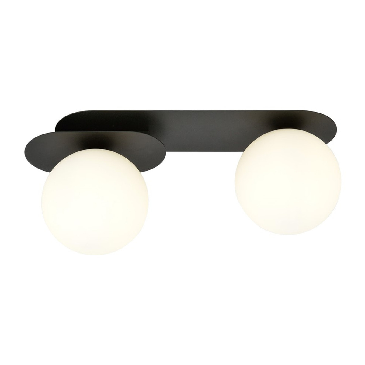 Lampada da soffitto PLAZA in acciaio nero e vetro opale