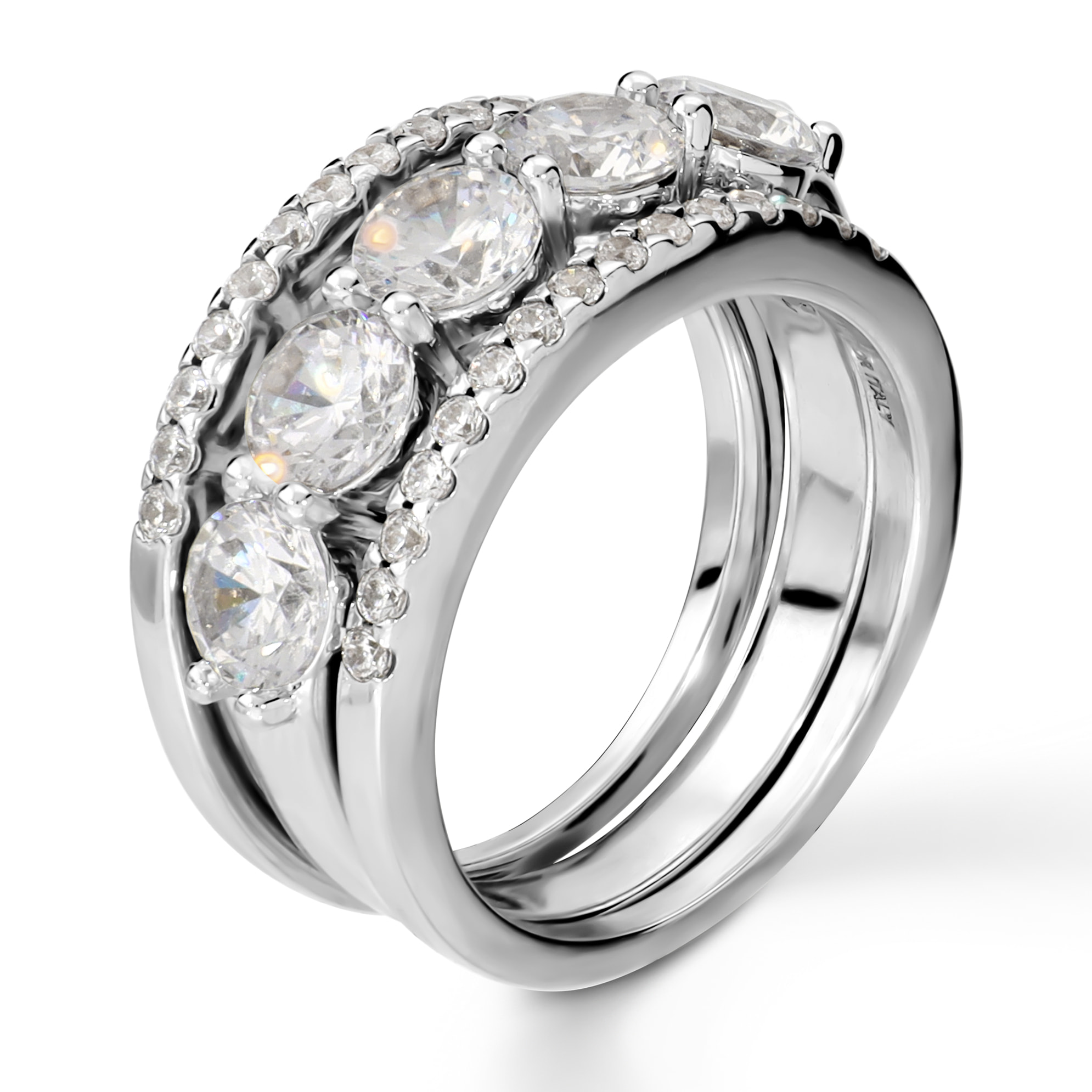 Set Anelli Veretta e Riviera in Argento 925 con Cubic Zirconia