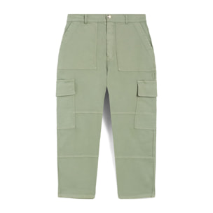 Pantaloni cargo in navetta gamba straight lunghezza cropped