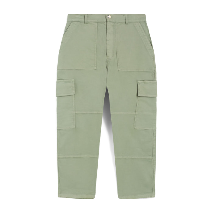 Pantaloni cargo in navetta gamba straight lunghezza cropped