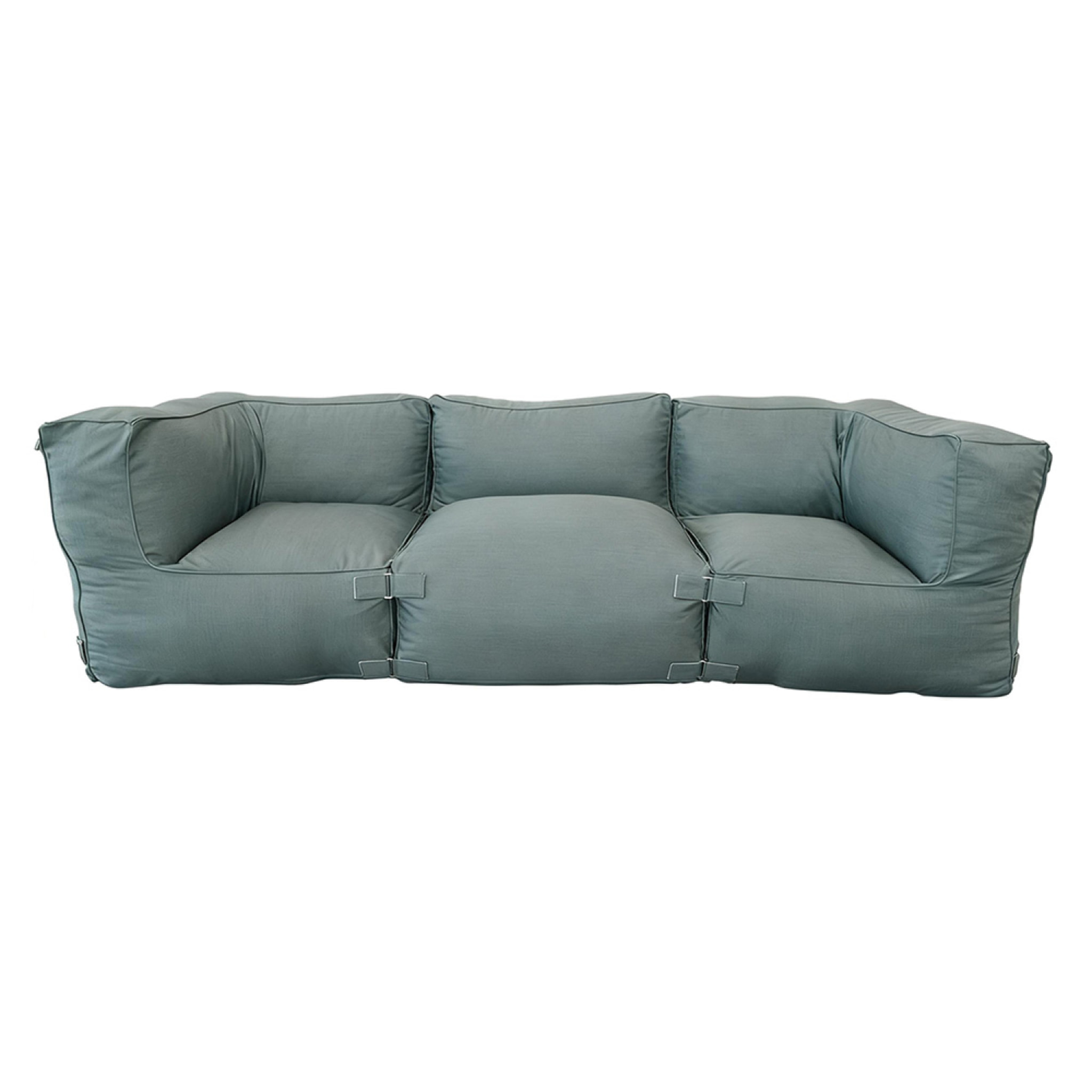 VERONE Salon de jardin modulable 3 places vert en tissu déperlant