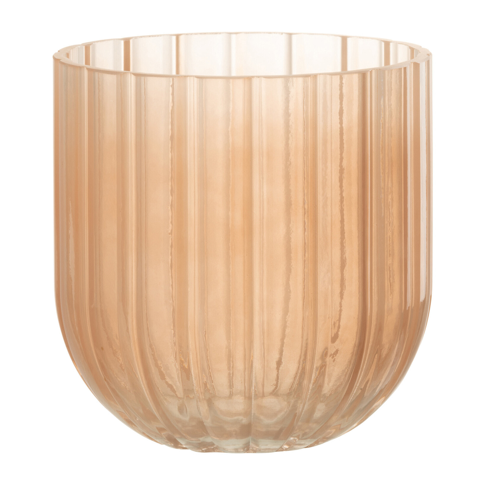 J-Line vase Yoni Strepen - verre - transparent/pêche - small - Ø 15 cm