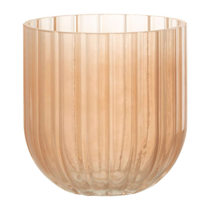 J-Line vase Yoni Strepen - verre - transparent/pêche - small - Ø 15 cm