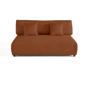 Garance - module d'assise 3 places - en velours côtelé - Terracotta