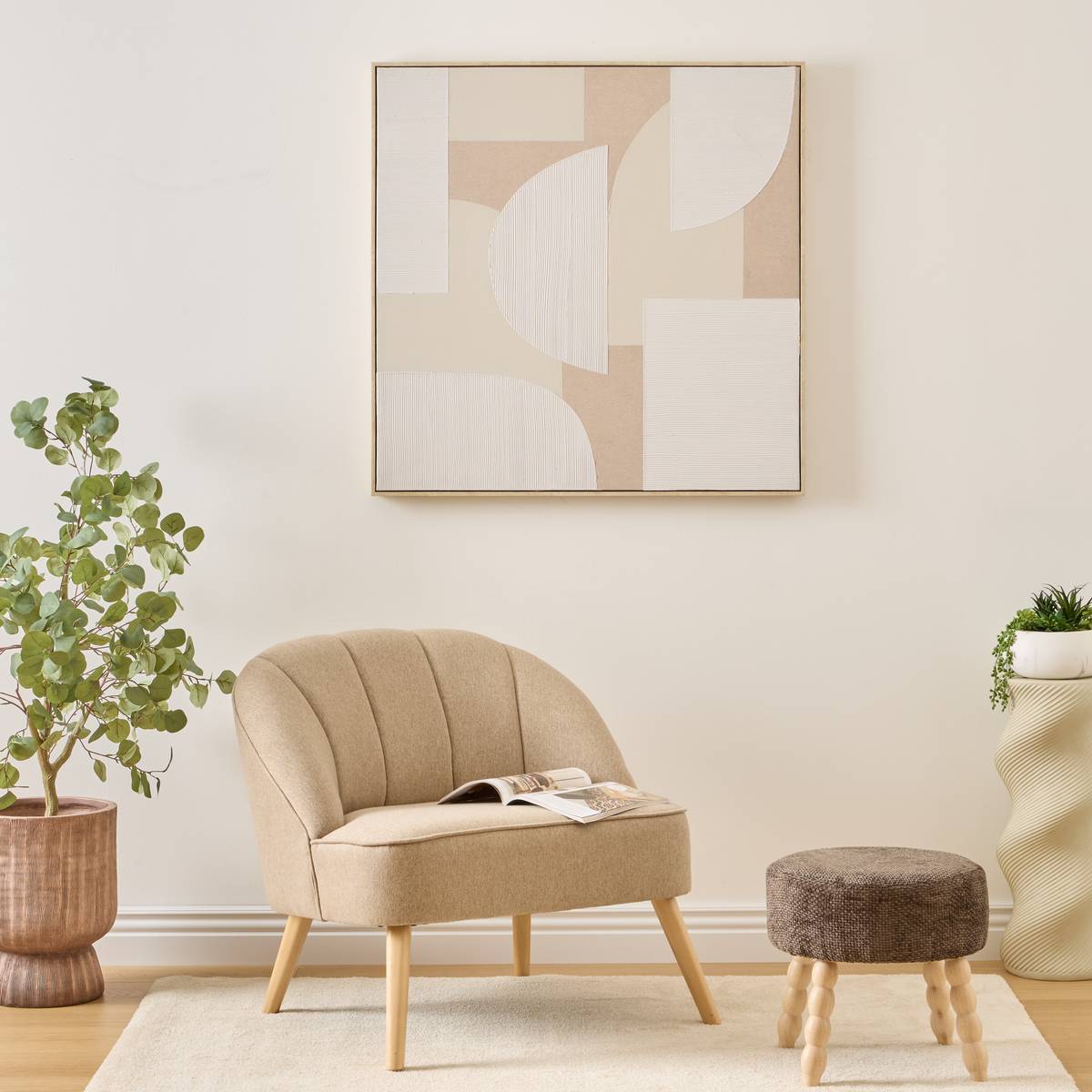 Toile 3D Bhavik beige 90x90cm
