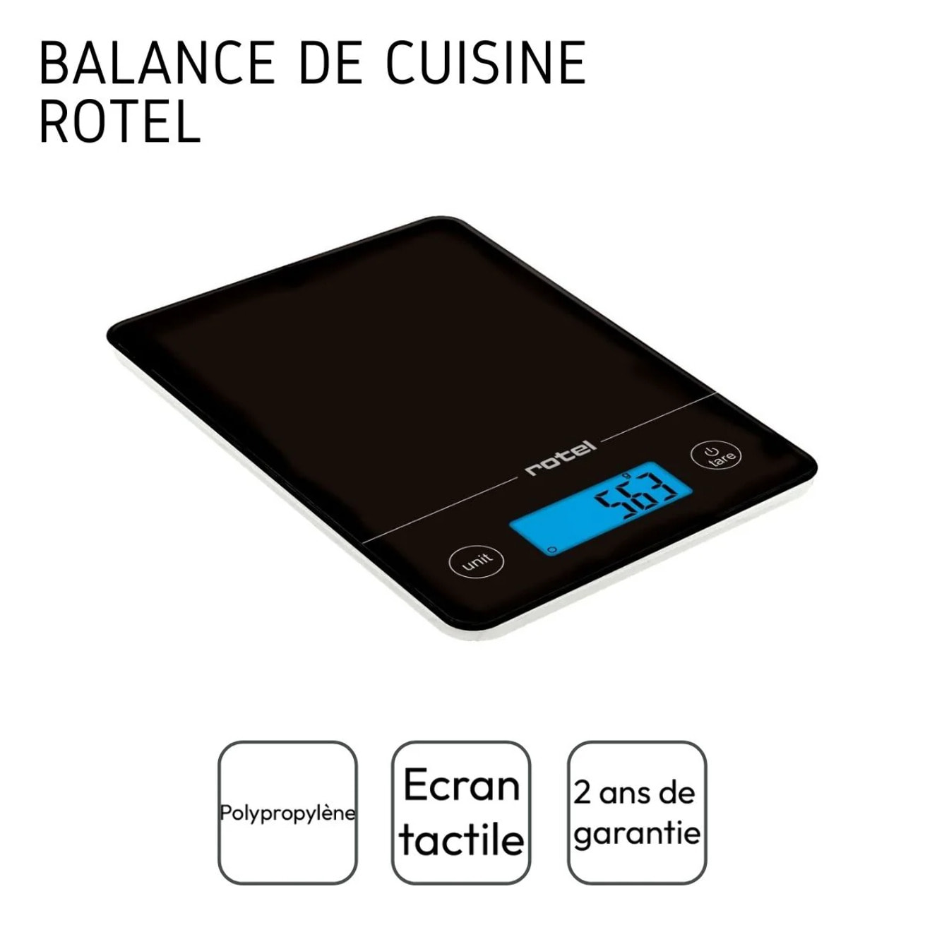 Balance de cuisine Noir électronique écran tactile Rotel