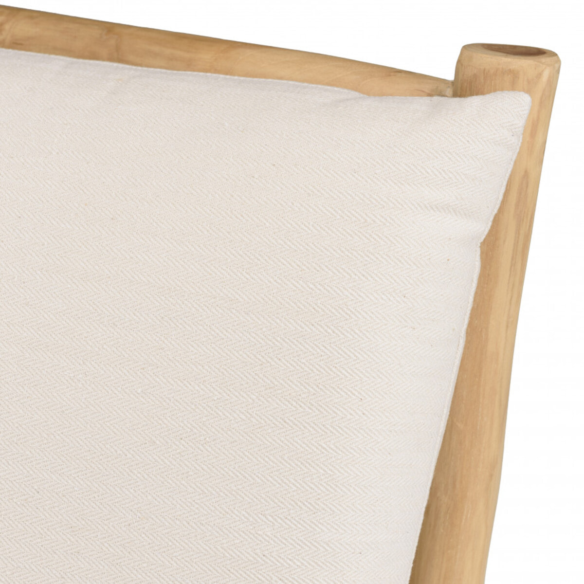 WILL - Fauteuil lounge en branches de teck naturel coussin blanc WILL