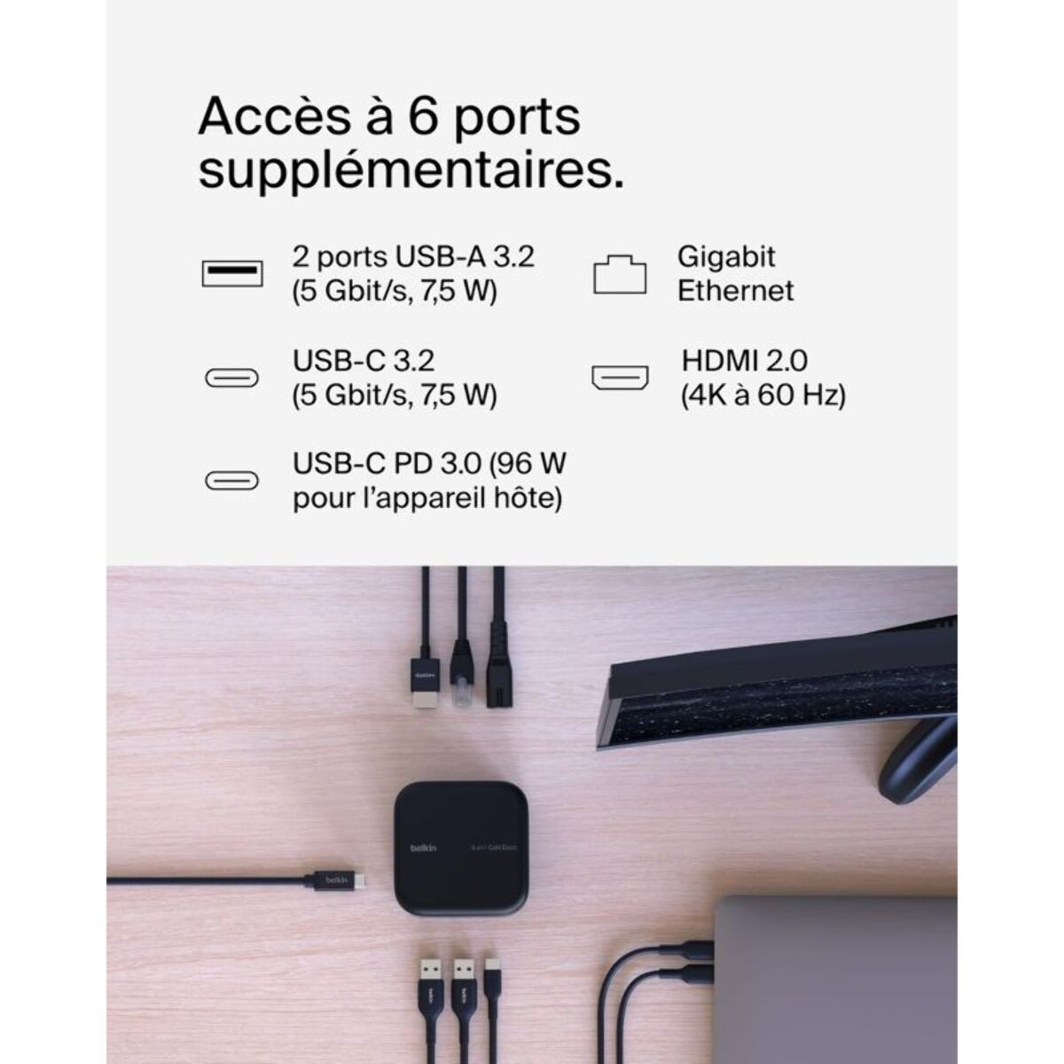 Station d'accueil BELKIN USB-C 6 en 1 Dock Core 130W