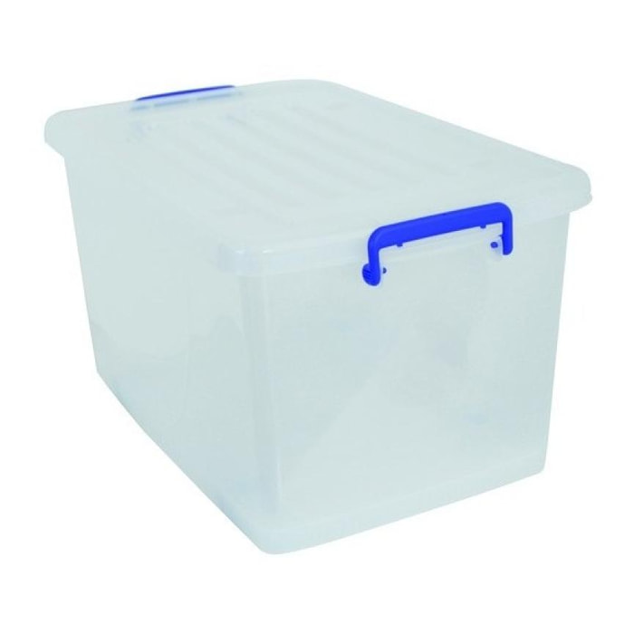 MSV Boîte de rangement à roulettes Blanc Transparent 81L