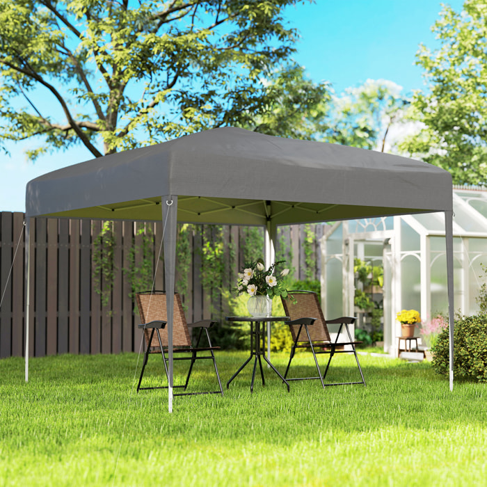 Carpa Plegable 3x3 m, Pop-up, Cenador Pabellón de Jardín, Altura Ajustable con Bolsa de Transporte, Tela Oxford 210D Anti-UV, Impermeable, Gazebo para Camping, Fiestas, Exterior, Gris